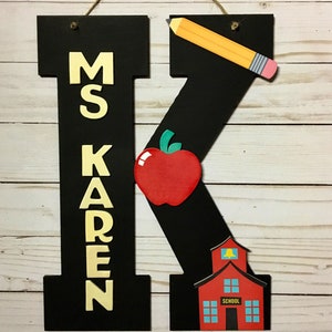 Personalized Teacher Door Hanger - Wooden Wall Decor for Classroom - Teacher Gift -  Classroom Door Decoration - School Wall Decor
