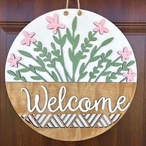 Spring Flower Welcome Door Hanger: 3D Layered Aztec Decor