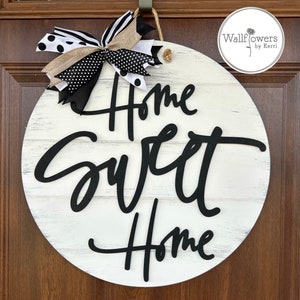 Home Sweet Home Door Sign - Front Door Decor - Spring Door Hanger - Round Wood Door Sign  - Farmhouse Door Decor - Porch Decor