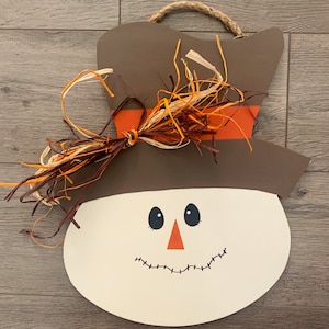 Hand Painted Scarecrow Door Hanger: Autumn Fall Decor