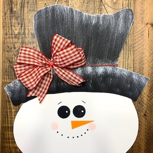 Snowman Door Hanger-  Winter Christmas Decor- Hand Painted Christmas Snowman Sign - Holiday Porch Decoration - Snowman Door Decoration