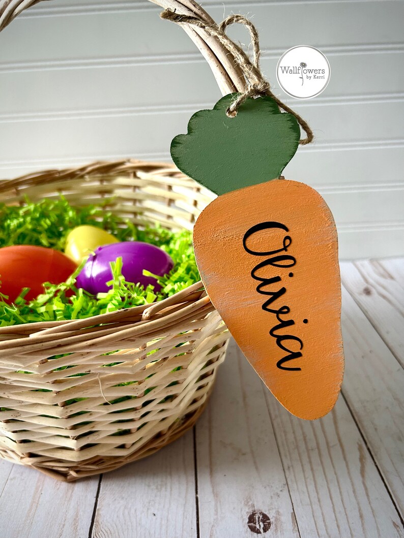 Ostern Korb Tags Personalisierte Ostern Korb Tags Ostern Namensschilder Ostern Korb Personalisierung Karotte Namensschilder Bild 3