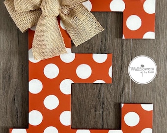 Fall Monogram Door Hanger - Polka Dot Initial Door Decor - Door Decoration