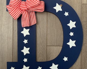 Monogram Door Hanger - Patroitic Door Decor - Fourth of July Decor - Front Door Sign - Door Hanger - American Door Hanger - Monogram Door