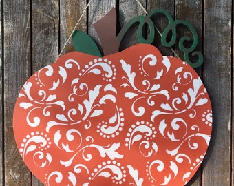Herfst pompoen deurhanger - herfst voordeur decor - pompoen bord - rustieke herfst veranda decoratie - houten pompoen bord - pompoen deur decor
