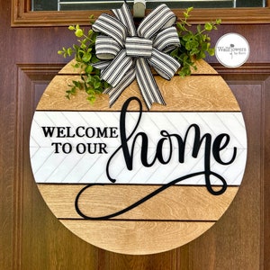 Welcome Home Door Hanger - Front Door Sign-  Front Porch Decor - Door Decoration - Front Door Sign - Welcome Sign for Porch
