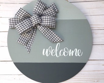 Welcome Door Hanger - Front Door Hanger Home Door Sign - Round Welcome Door Sign- Farmhouse Round Sign - Spring Welcome Sign - Door Hanger