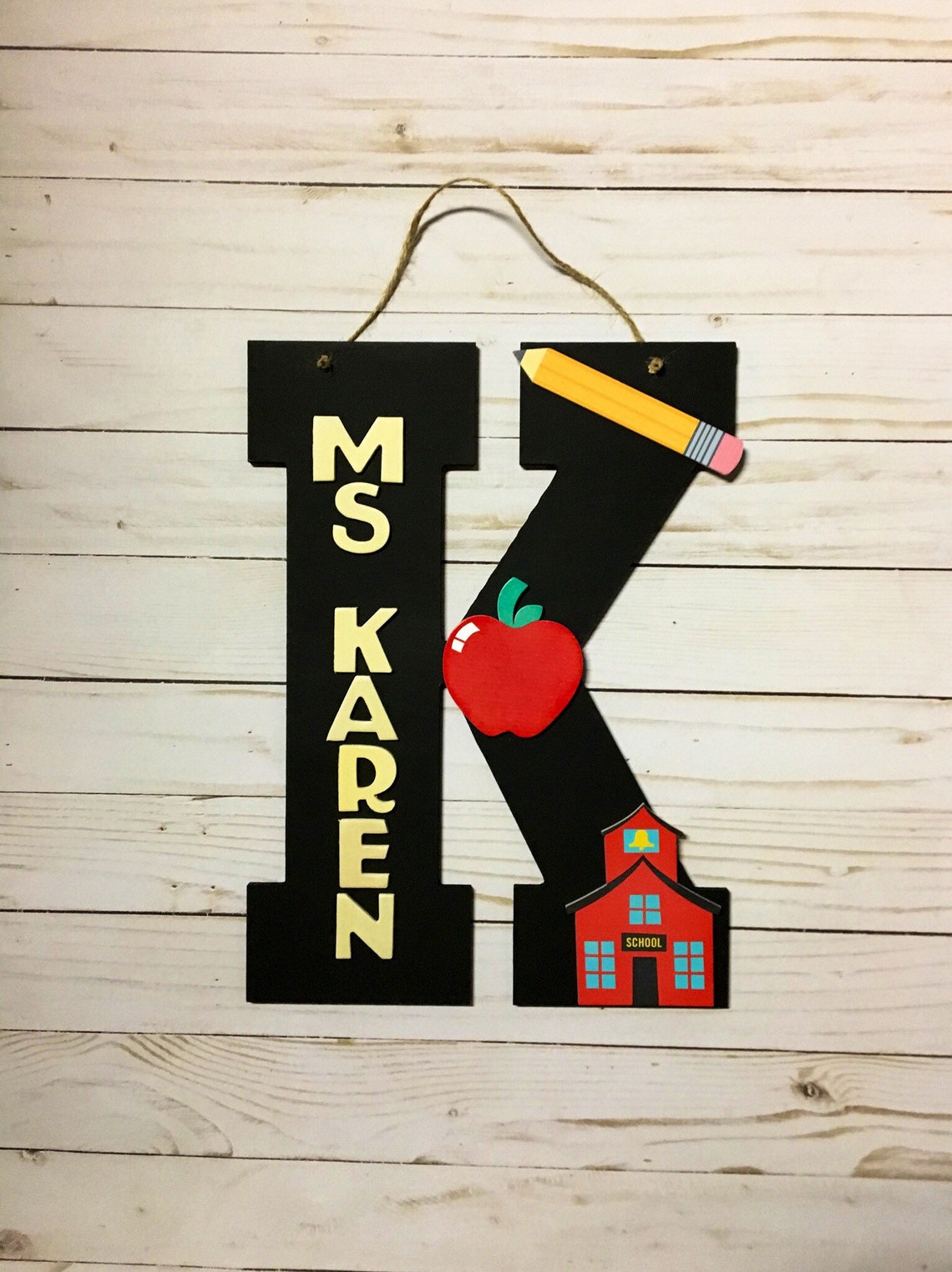 Personalized Teacher Door Hanger - Wooden Wall Decor for Classroom ...