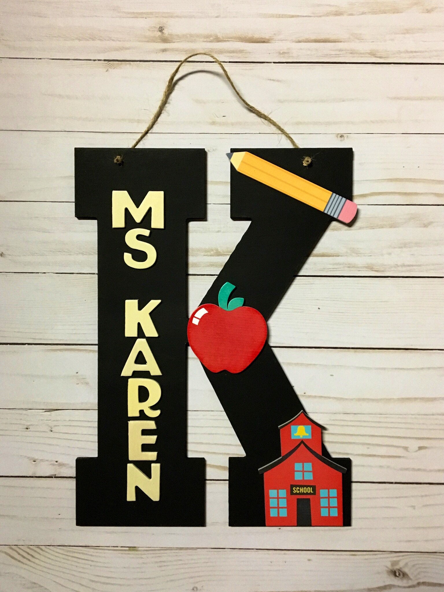 Personalized Teacher Door Hanger - Wooden Wall Decor for Classroom ...