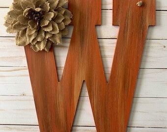 Fall Front Door Hanger - Monogram Door Hanger - Wall Decor - Fall Door Decor - Monogram Wall Hanging - Initial Door Decor - Door Decoration