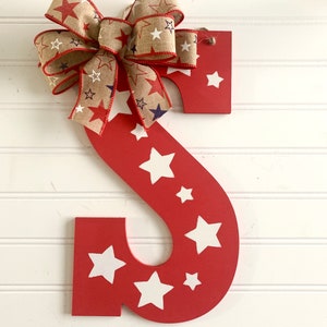 Monogram Door Hanger - Patroitic Door Decor - Fourth of July Decor - Front Door Sign - Door Hanger - American Door Hanger - Monogram Door