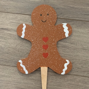 Gingerbread Man Christmas Garden Stake - Wooden Gingerbread Yard Stake -  Christmas Decoration for Yard - Gingerbread Man Decor
