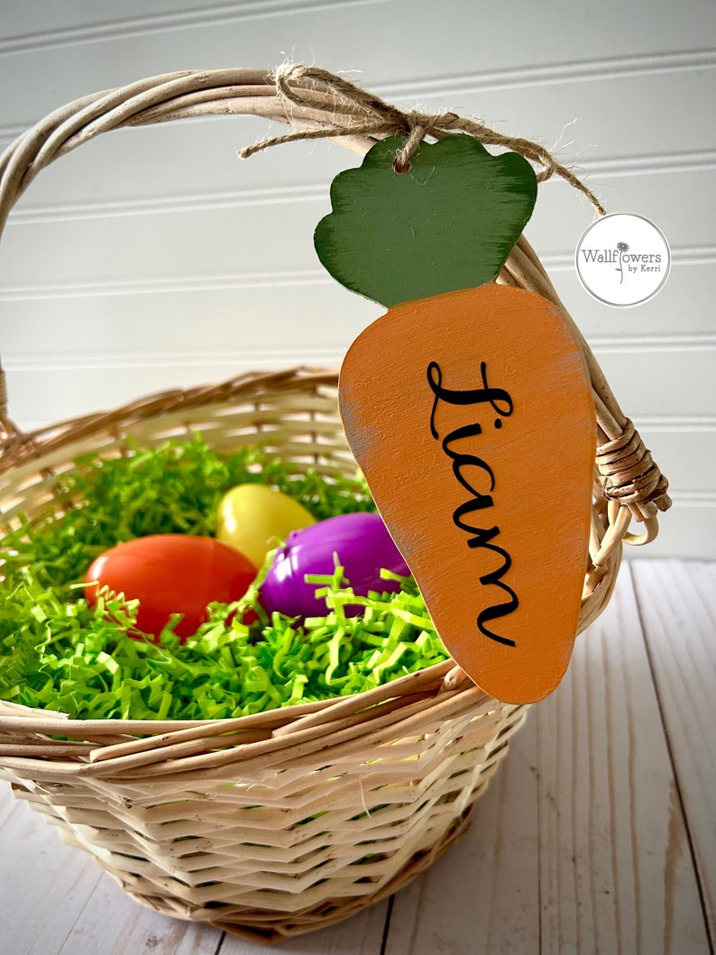 Easter Basket Tags Personalized Easter Basket Tags Easter Name Tags Easter Basket Personalization Carrot Name Tags image 4