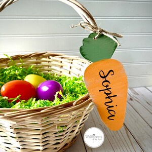 Easter Basket Tags Personalized Easter Basket Tags Easter Name Tags Easter Basket Personalization Carrot Name Tags image 1