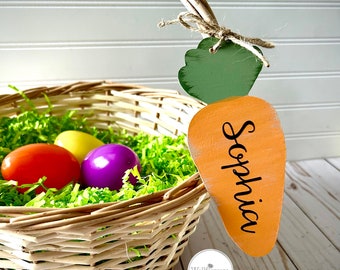 Easter Basket Tags - Personalized Easter Basket Tags - Easter Name Tags - Easter Basket Personalization - Carrot Name Tags