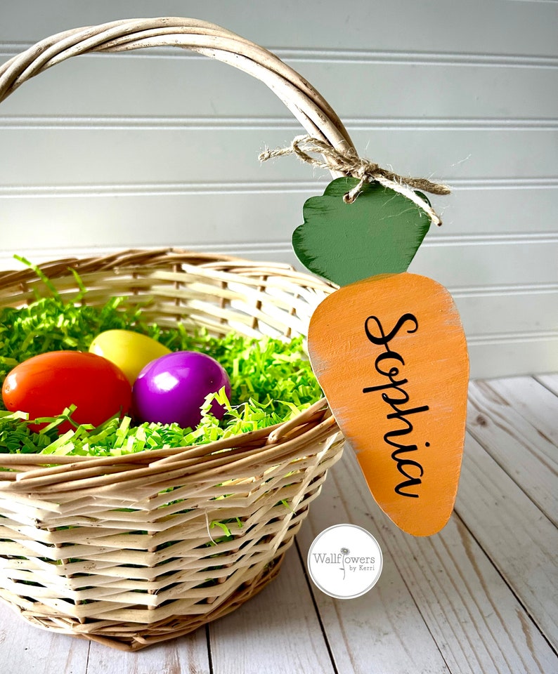 Easter Basket Tags Personalized Easter Basket Tags Easter Name Tags Easter Basket Personalization Carrot Name Tags image 1