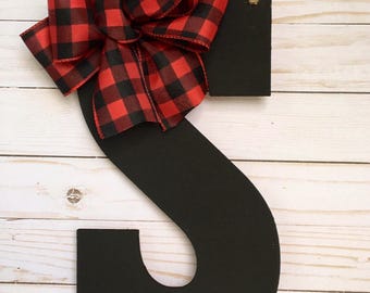 Buffalo Plaid Door Hanger - Christmas Door Decoration - Rustic Door Decor - Buffalo Check Decor-  Farmhouse Decor  - Personalized Gifts