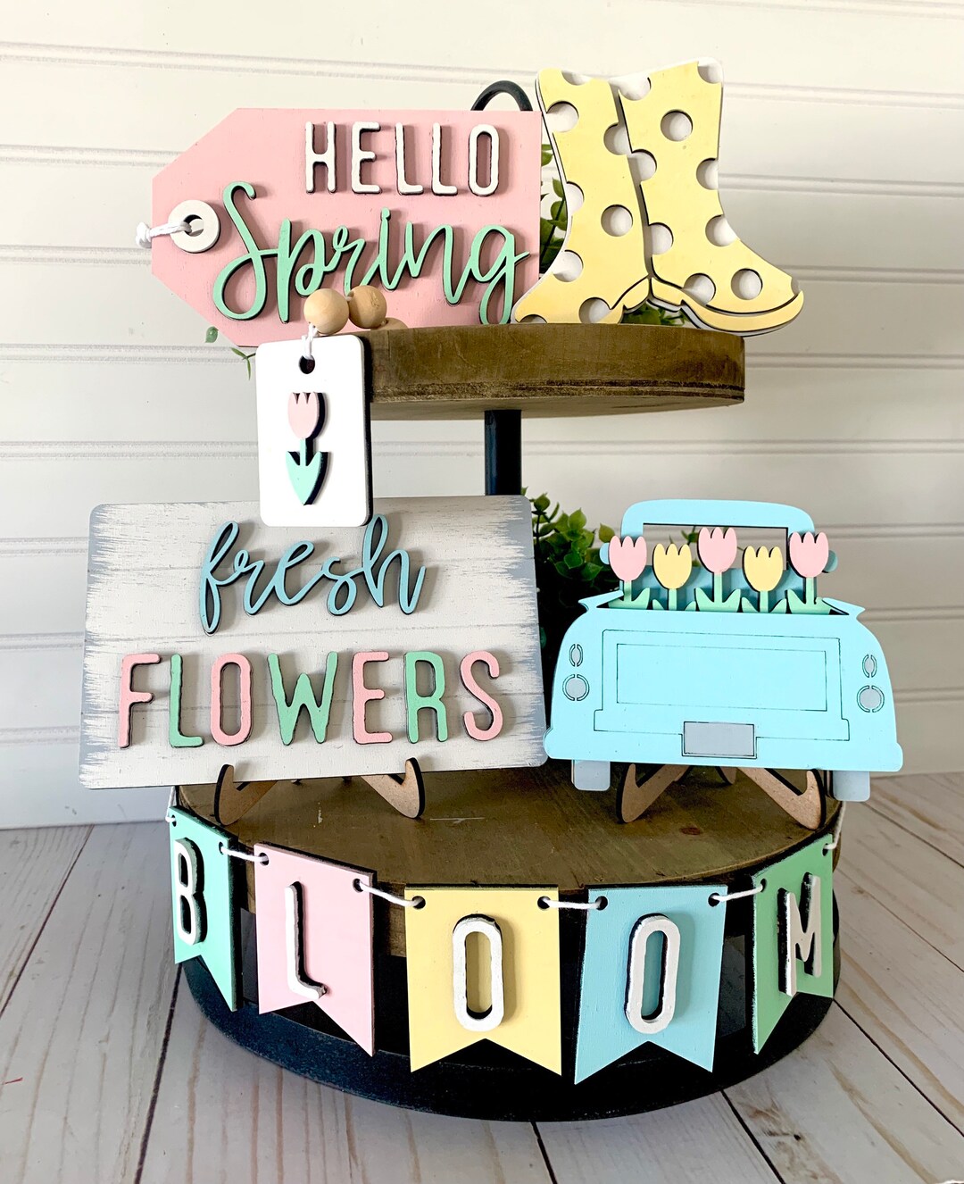 Spring Tiered Tray Set - Tier Tray Set - Spring Decor - Tier Tray ...