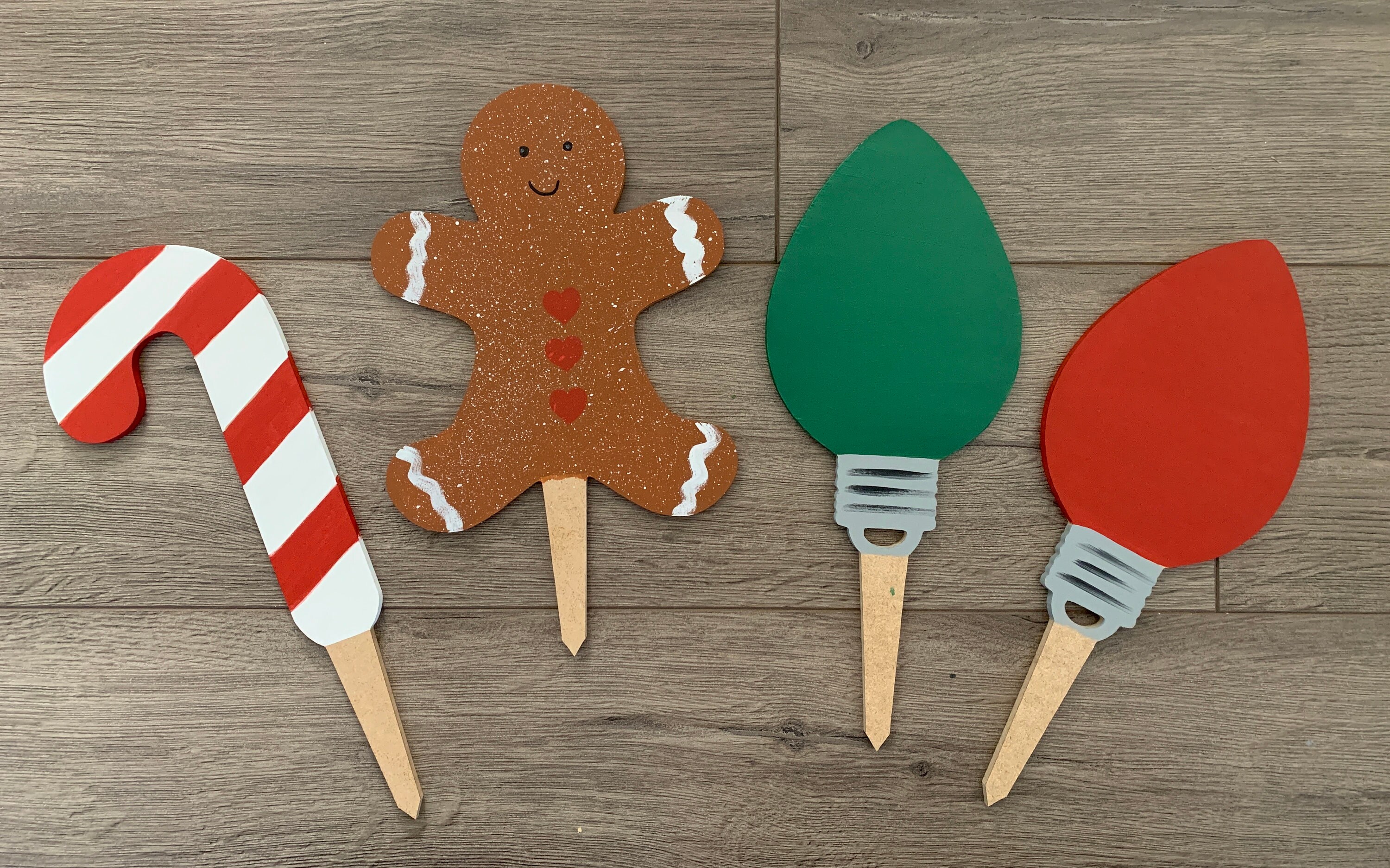 Christmas Garden Stake Wooden Yard Decor Christmas Patio Etsy