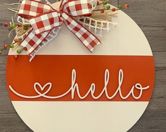 Fall Door Hanger - Fall Hello Door Sign - Fall Door Decor - Fall Porch Decor - Hello Door Sign - Porch Decoration