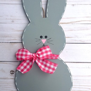 Easter Bunny Door Hanger: Gray Bunny-  Spring Decor