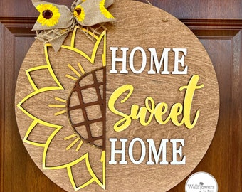 Spring Sunflower Door Hanger - Home Sweet Home Sunflower Decor - Sunflower Door Decor -Spring Decoration- Sunflower Decoration