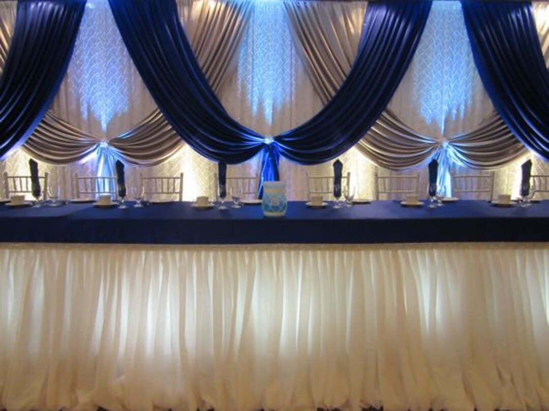 12ft H X 10ft W Navy Blue With Silver Wedding Backdrop Stage Decoration