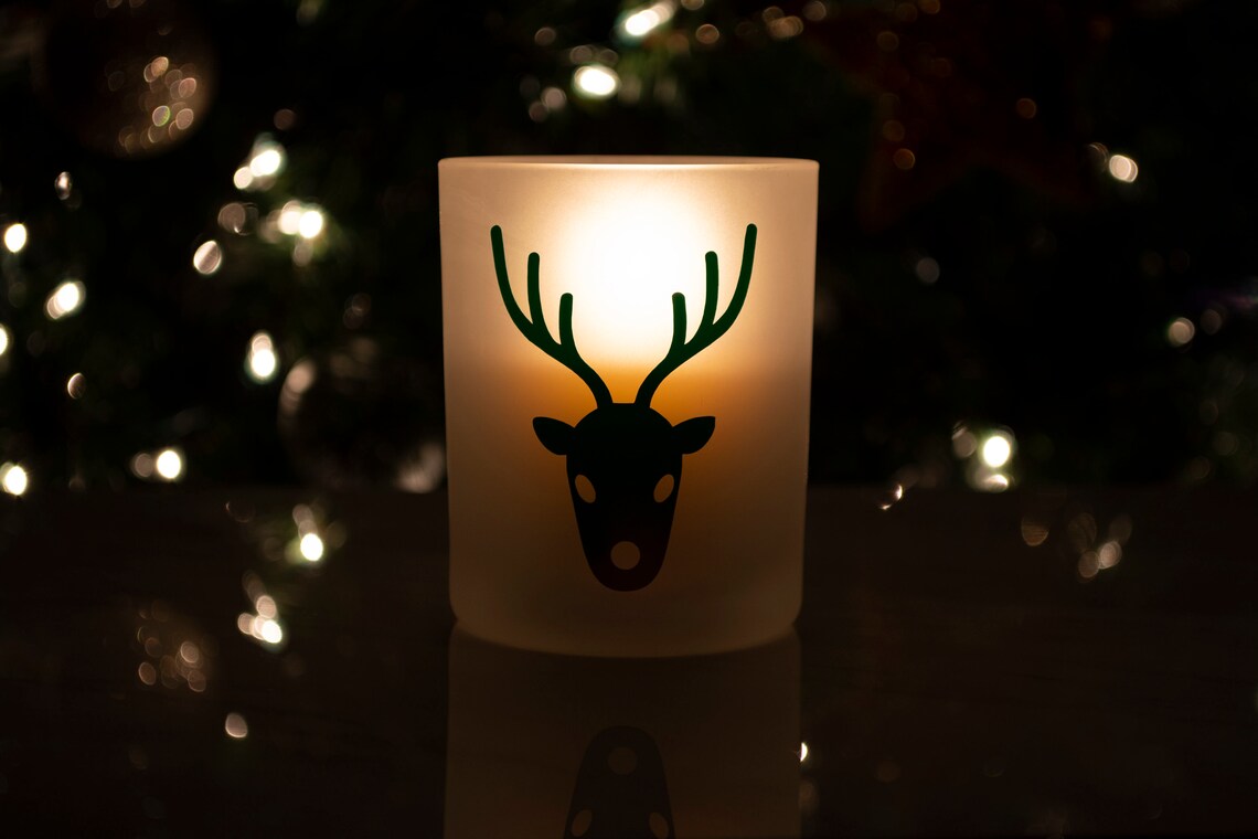 REINDEER CANDLE Frosted Glass Votive Scented Candle Soy Etsy UK