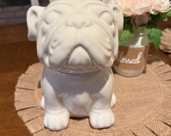 White Bulldog Stoneware Cookie or Doggie Treat Jar by Threshold