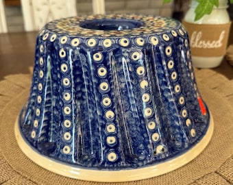 Molde para hornear Bundt de cerámica polaca Boleslawiec hecho a mano