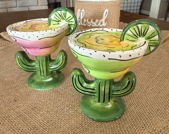 Salero y pimentero de margaritas de arte en arcilla vintage