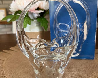 Vintage Toscany Hand-blown Venetian Art Glass Candy Basket