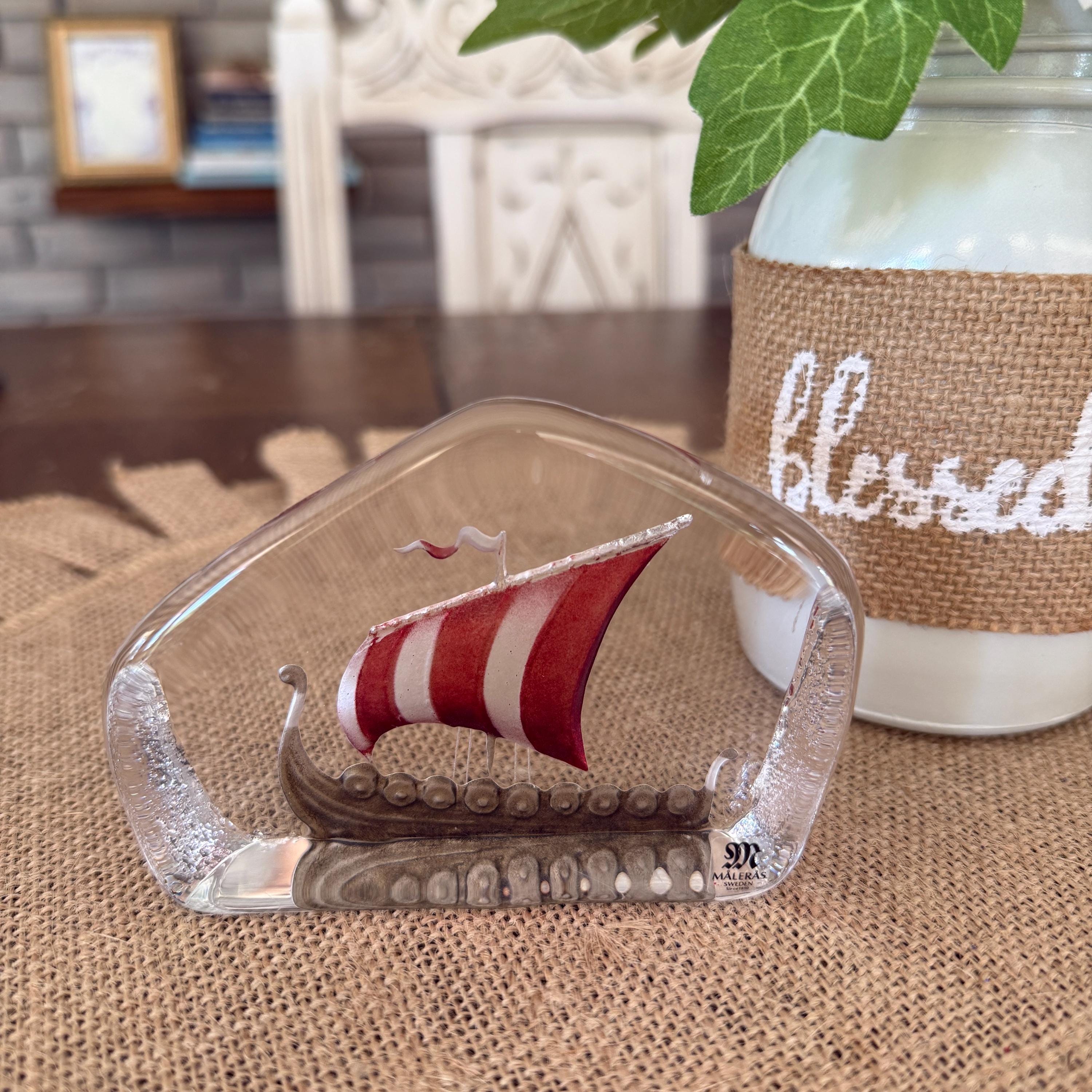 Mats Jonasson Glass Viking Ship - Etsy