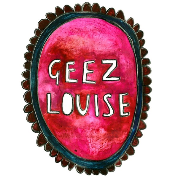 GEEZ LOUISE temporary tattoos pack - hand illustrated original design - OMG what's up badge tattoo