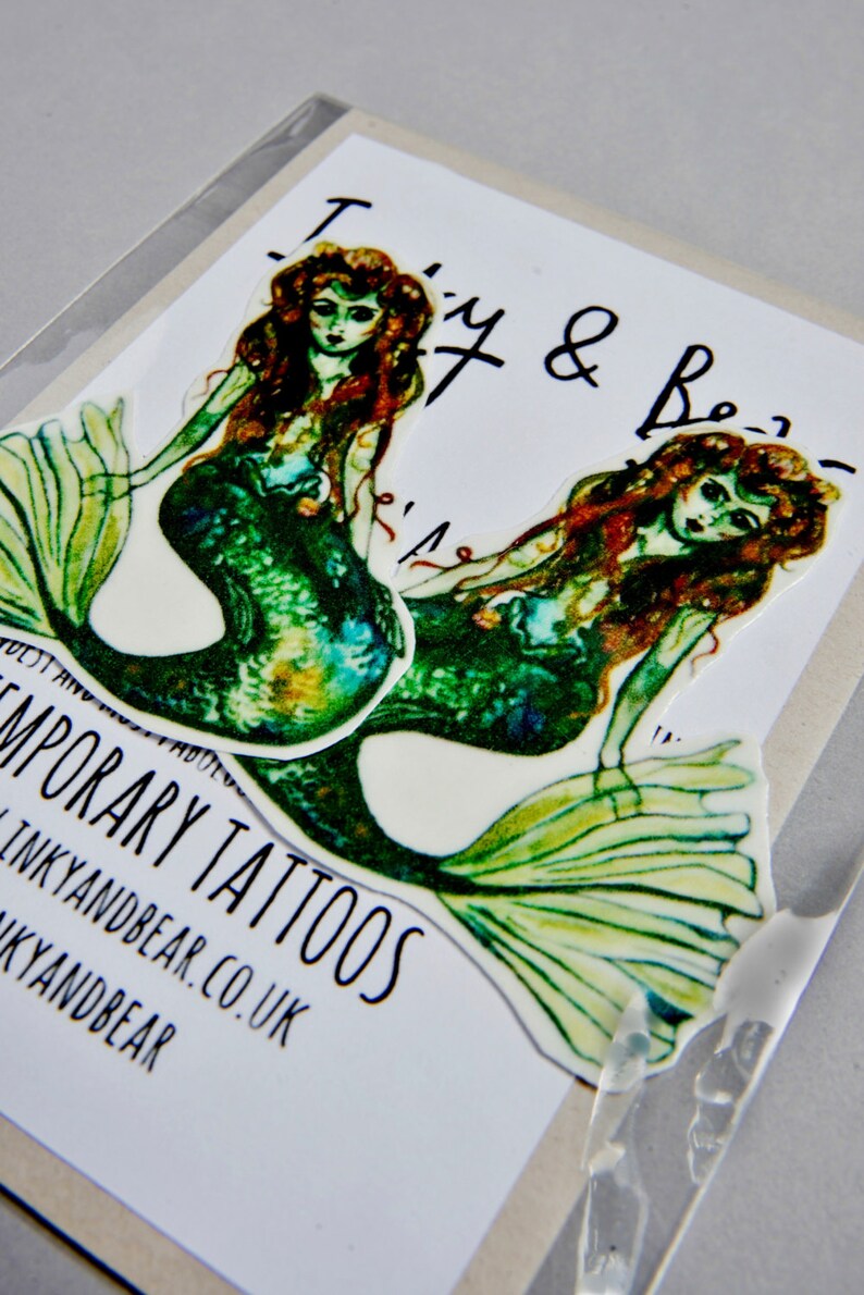 MACIE & MABLE the MERMAIDS temporary tattoos pack hand illustrated original designs image 5