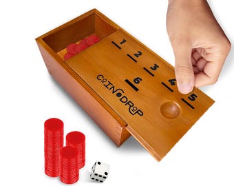 Coin Drop™ | Simple + Strategic Dice Games For Families with Coins Included | Works With Pennies Too | Get Rid Of Your Coins To Win
