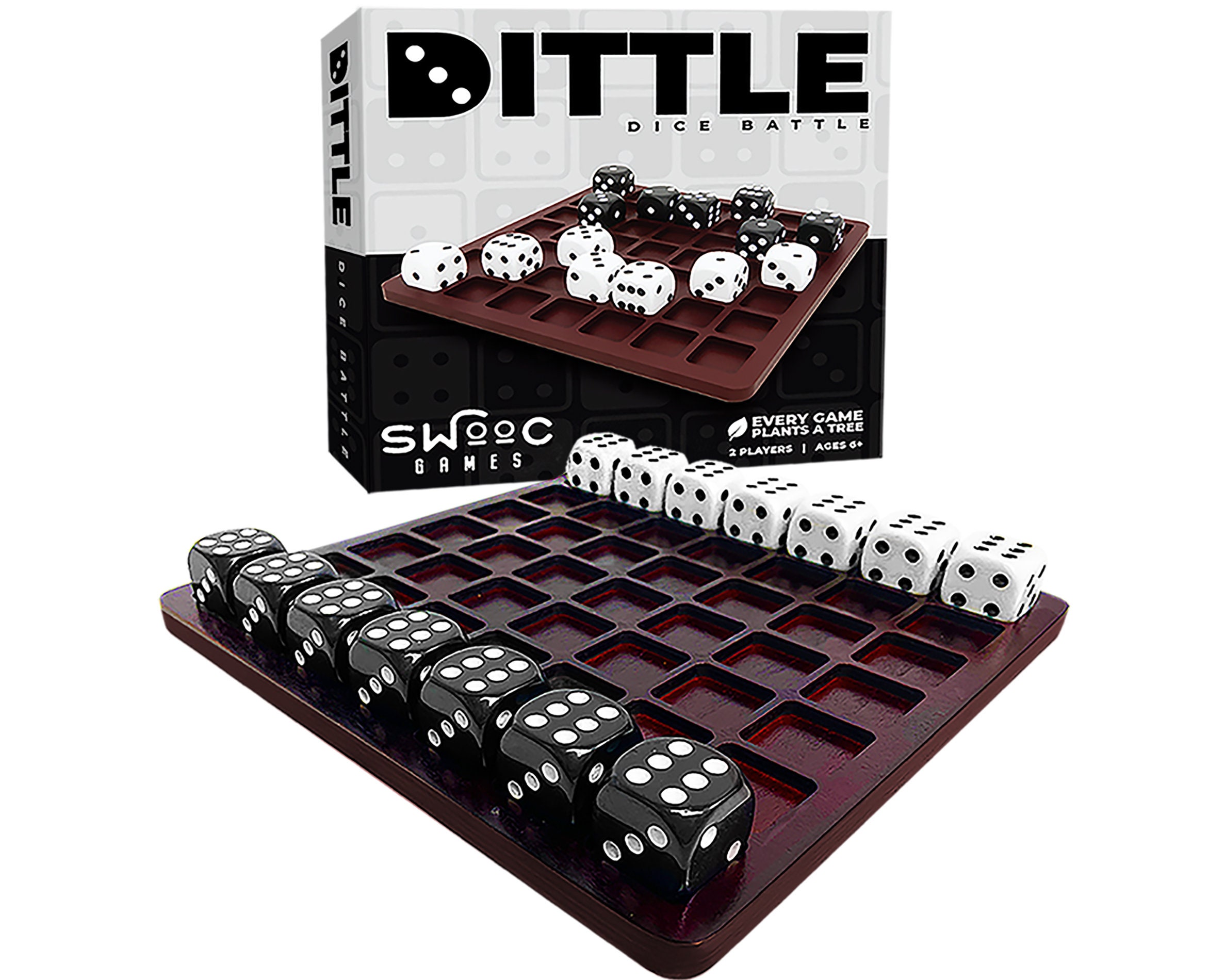 Dittle - Dice Battle | Ages 6+ | Unique Wooden Coffee Table Games for Adults and Family | Best Board Games for Kids 2 Player | Bar Games for Adults