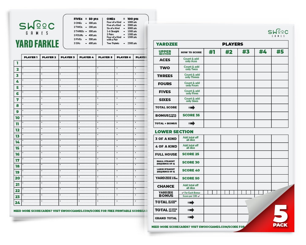 Swooc Games - 5 Tarjetas De Puntuación De Borrado En Seco Ya | Meses Sin Intereses