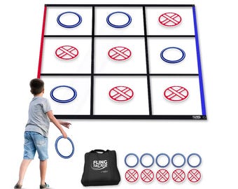 Fling Tac Toe™ (9ft x 9ft) Giant Tic Tac Toe Game Outdoor | Weatherproof Giant Outdoor Games for Adults and Family | Large Backyard Games