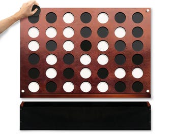 Wall Mounted Giant 4 In A Row - 60% Quieter - Jumbo Size - Modern Design - Wall Games - Game Room Games - Game Room Accessories and Decor