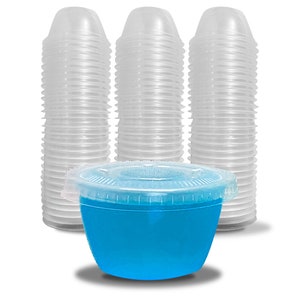 105 Extra/Replacement Gelatin Shot Cups & Lids for Giant Tower Party Game – Clear Plastic n Leak Proof - Perfect Size For Hidden Shot Blocks