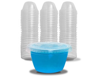 105 Extra/Replacement Gelatin Shot Cups & Lids for Giant Tower Party Game – Clear Plastic n Leak Proof - Perfect Size For Hidden Shot Blocks
