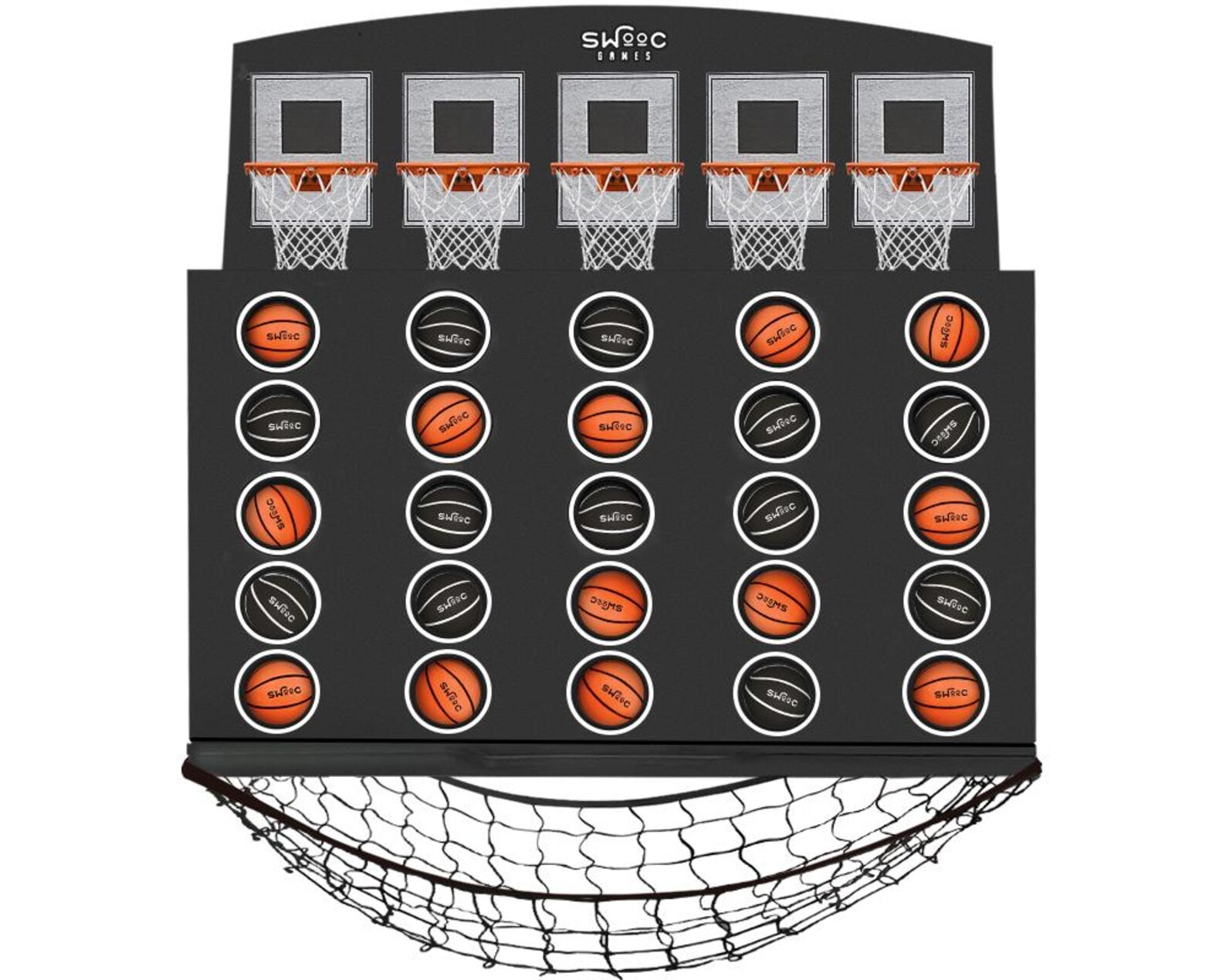 Low Post Lineup  Wall Mounted Giant Basketball 4 In A Row w 5Games  Basketball Hoop For Room Wall Games  Four In A Row Game Room Games
