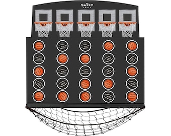Low Post Lineup | Wall Mounted Giant Basketball 4 In A Row w/ 5+Games | Basketball Hoop For Room Wall Games | Four In A Row Game Room Games