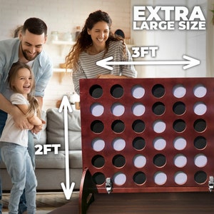 Giant Four in a Row All Weather Outdoor Game with Carrying Case and Noise Reducing Design 60% Quieter Jumbo Connect 4 Discs To Win image 6