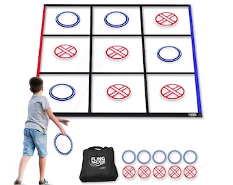 Fling Tac Toe™ (9ft x 9ft) Giant Tic Tac Toe Game Outdoor | Weatherproof Giant Outdoor Games for Adults and Family | Large Backyard Games