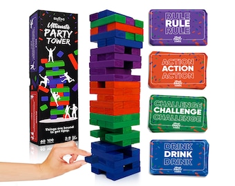 Ultimate Party Tower™ - 100 Original Commands, 60 Blocks & 1000's of Hilarious Rule Combinations - A Tipsy Spin on Classic Block Games