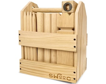 Kubb Yard Game Set - Premium Hardwood Viking Chess Set w/ Wood Crate - For Adults & Kids - Backyard Size Kubb Game - For Kuub Tournaments