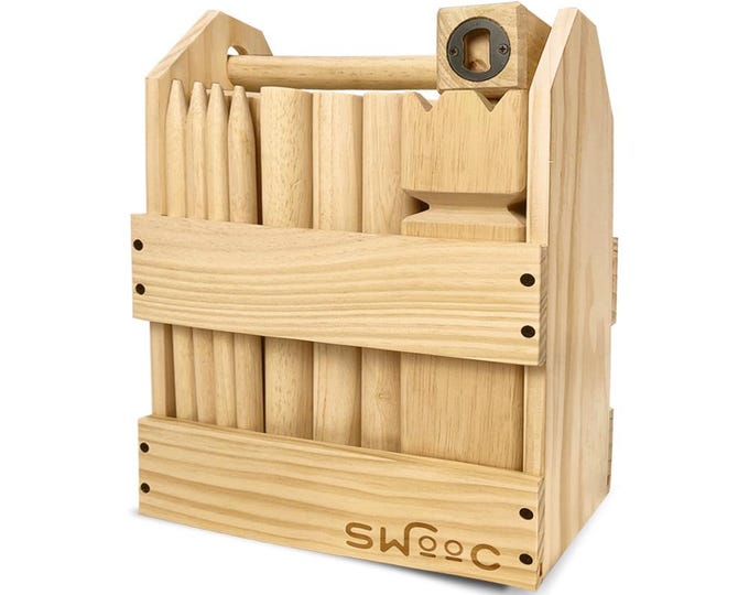 Kubb Yard Game Set - Premium Hardwood Viking Chess Set w/ Wood Crate - For Adults & Kids - Backyard Size Kubb Game - For Kuub Tournaments