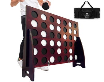 Premium XL Giant 4 In A Row (4ft x 3ft) - All Weather with Carrying Case & Noise Reducing Design - 60% Quieter - Giant Connect Discs To Win